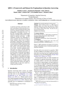 QED: A Framework and Dataset for Explanations in Question Answering