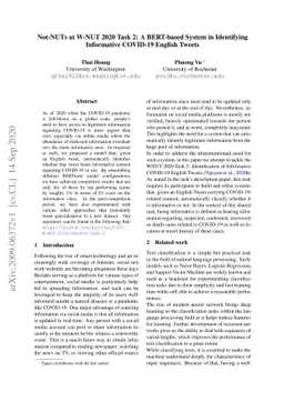 Not-NUTs at W-NUT 2020 Task 2: A BERT-based System in Identifying
  Informative COVID-19 English Tweets