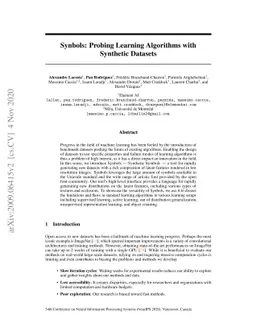 Synbols: Probing Learning Algorithms with Synthetic Datasets