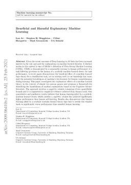 Beneficial and Harmful Explanatory Machine Learning