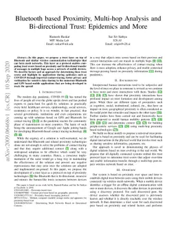 Bluetooth based Proximity, Multi-hop Analysis and Bi-directional Trust:
  Epidemics and More