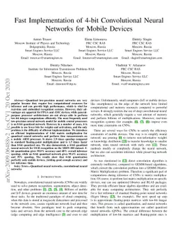 Fast Implementation of 4-bit Convolutional Neural Networks for Mobile
  Devices