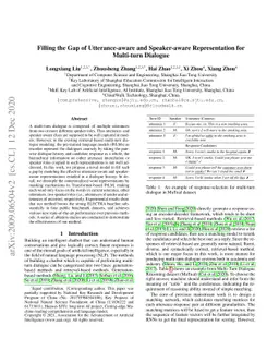 Filling the Gap of Utterance-aware and Speaker-aware Representation for
  Multi-turn Dialogue