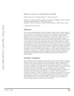 Disease control as an optimization problem