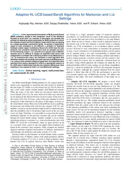 Adaptive KL-UCB based Bandit Algorithms for Markovian and i.i.d.
  Settings