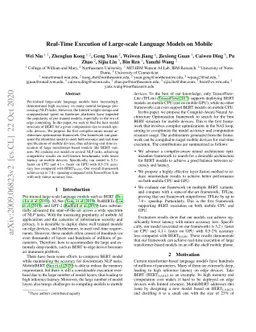 Real-Time Execution of Large-scale Language Models on Mobile