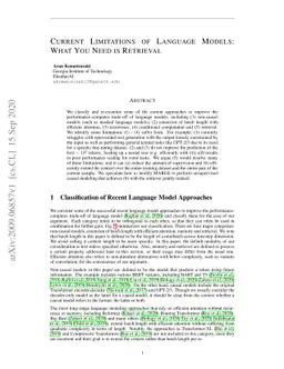 Current Limitations of Language Models: What You Need is Retrieval