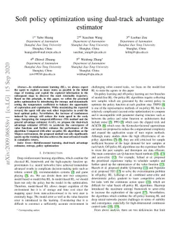 Soft policy optimization using dual-track advantage estimator