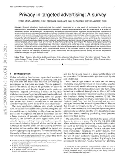 Privacy in Targeted Advertising: A Survey