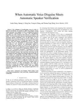 When Automatic Voice Disguise Meets Automatic Speaker Verification