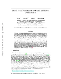 Global-aware Beam Search for Neural Abstractive Summarization
