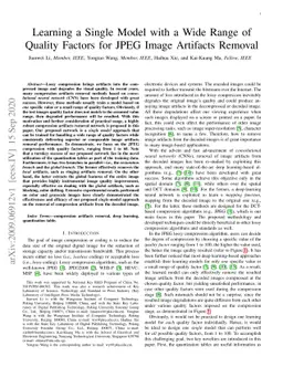 Learning a Single Model with a Wide Range of Quality Factors for JPEG
  Image Artifacts Removal