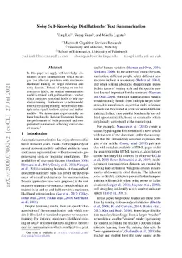 Noisy Self-Knowledge Distillation for Text Summarization