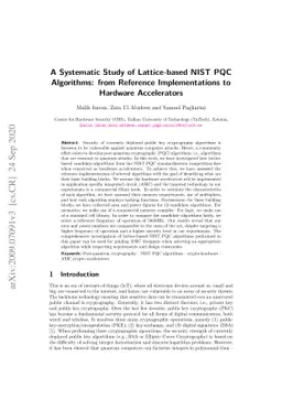 A Systematic Study of Lattice-based NIST PQC Algorithms: from Reference
  Implementations to Hardware Accelerators