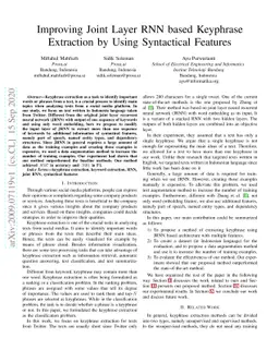 Improving Joint Layer RNN based Keyphrase Extraction by Using
  Syntactical Features