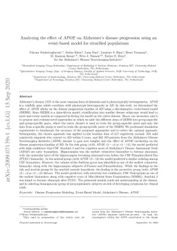 Analyzing the effect of APOE on Alzheimer's disease progression using an
  event-based model for stratified populations