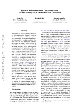 Iterative Refinement in the Continuous Space for Non-Autoregressive
  Neural Machine Translation