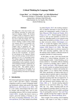 Critical Thinking for Language Models