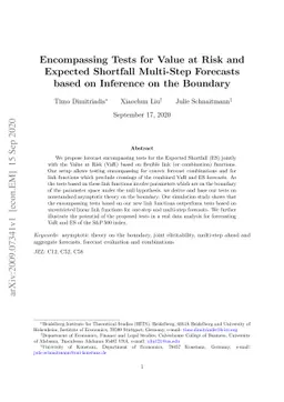 Encompassing Tests for Value at Risk and Expected Shortfall Multi-Step
  Forecasts based on Inference on the Boundary