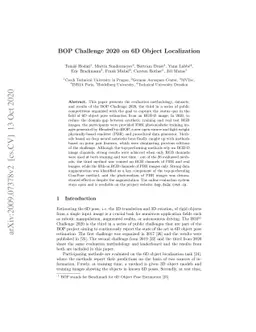 BOP Challenge 2020 on 6D Object Localization