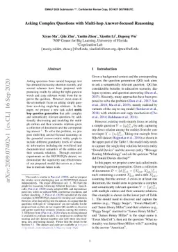 Asking Complex Questions with Multi-hop Answer-focused Reasoning