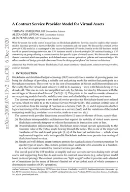 Towards a Contract Service Provider Model for Virtual Assets and VASPs