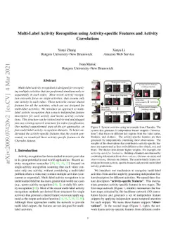 Multi-Label Activity Recognition using Activity-specific Features and
  Activity Correlations