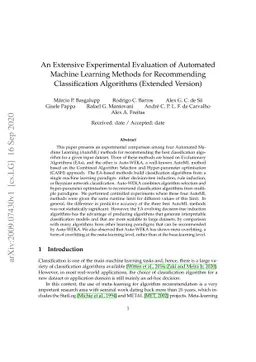 An Extensive Experimental Evaluation of Automated Machine Learning
  Methods for Recommending Classification Algorithms (Extended Version)