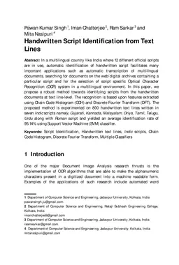 Handwritten Script Identification from Text Lines
