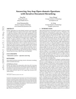 Answering Any-hop Open-domain Questions with Iterative Document
  Reranking