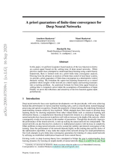 A priori guarantees of finite-time convergence for Deep Neural Networks