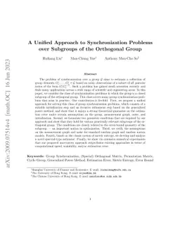 A Unified Approach to Synchronization Problems over Subgroups of the
  Orthogonal Group
