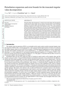 Perturbation expansions and error bounds for the truncated singular
  value decomposition