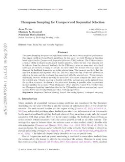 Thompson Sampling for Unsupervised Sequential Selection