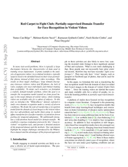Red Carpet to Fight Club: Partially-supervised Domain Transfer for Face
  Recognition in Violent Videos