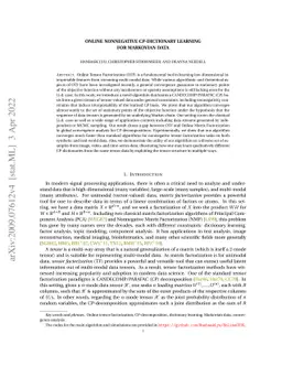 Online nonnegative CP-dictionary learning for Markovian data