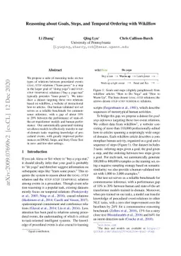 Reasoning about Goals, Steps, and Temporal Ordering with WikiHow