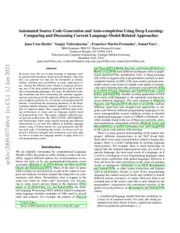 Automated Source Code Generation and Auto-completion Using Deep
  Learning: Comparing and Discussing Current Language-Model-Related Approaches
