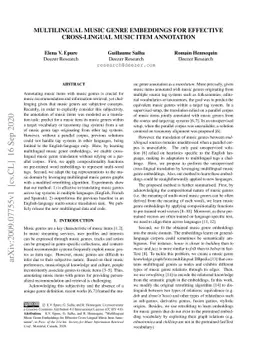 Multilingual Music Genre Embeddings for Effective Cross-Lingual Music
  Item Annotation