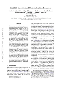 GLUCOSE: GeneraLized and COntextualized Story Explanations