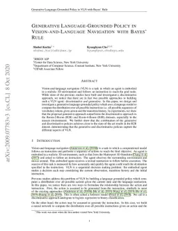 Generative Language-Grounded Policy in Vision-and-Language Navigation
  with Bayes' Rule