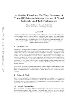 Activation Functions: Do They Represent A Trade-Off Between Modular
  Nature of Neural Networks And Task Performance