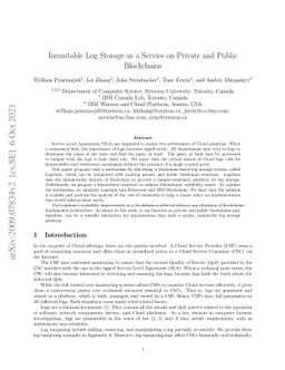 Immutable Log Storage as a Service on Private and Public Blockchains