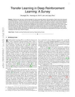 Transfer Learning in Deep Reinforcement Learning: A Survey