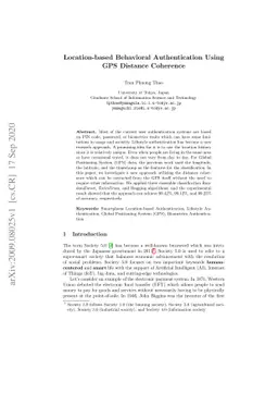 Location-based Behavioral Authentication Using GPS Distance Coherence