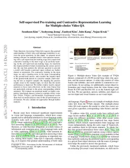 Self-supervised pre-training and contrastive representation learning for
  multiple-choice video QA