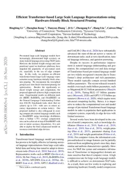 Efficient Transformer-based Large Scale Language Representations using
  Hardware-friendly Block Structured Pruning