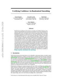 Certifying Confidence via Randomized Smoothing