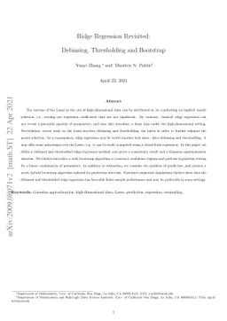 Ridge Regression Revisited: Debiasing, Thresholding and Bootstrap
