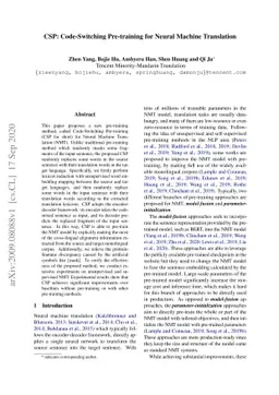 Code-switching pre-training for neural machine translation